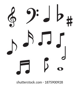 Music notes icons. Musical key signs. Vector symbols on white background. Eps 10