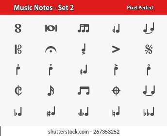 Music Notes Icons. Professional, pixel perfect icons optimized for both large and small resolutions. EPS 8 format.