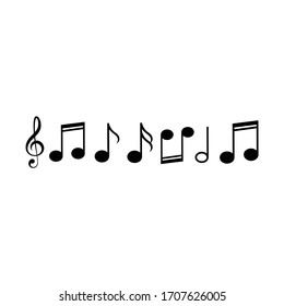 Iconos de notas de música establecidos. Bla...ol sobre fondo blanco