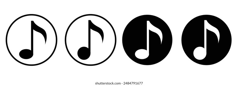 Music notes icons set. Black notes symbol on white background - stock vector on white background.