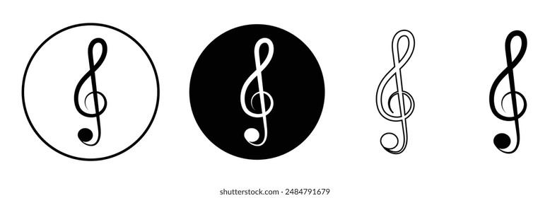 Music notes icons set. Black notes symbol on white background - stock vector on white background.