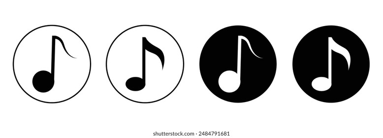 Music notes icons set. Black notes symbol on white background - stock vector on white background.