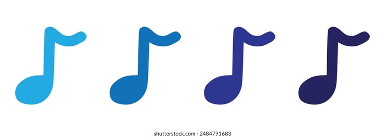 Music notes icons set. Black notes symbol on white background - stock vector on white background.