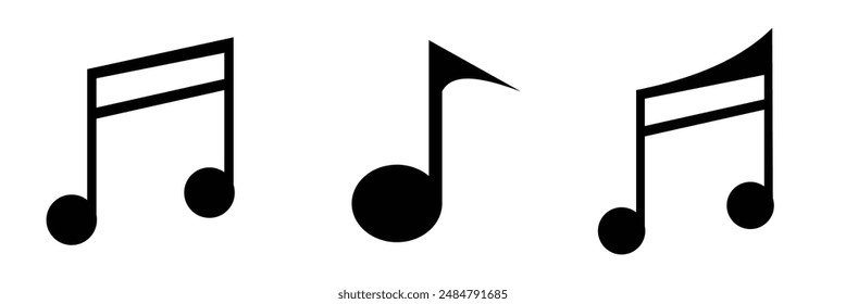 Music notes icons set. Black notes symbol on white background - stock vector on white background.