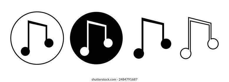 Music notes icons set. Black notes symbol on white background - stock vector on white background.