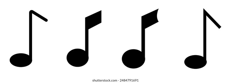 Music notes icons set. Black notes symbol on white background - stock vector on white background.