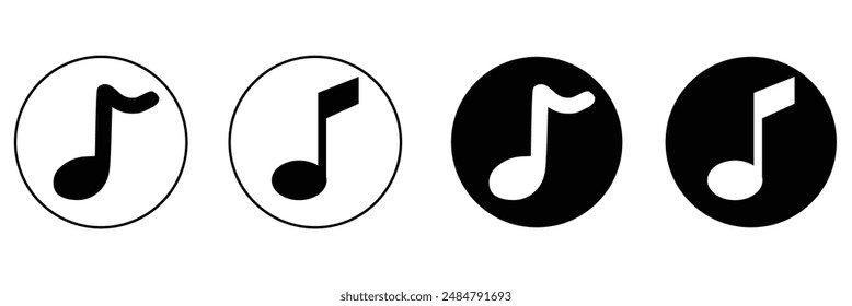 Music notes icons set. Black notes symbol on white background - stock vector on white background.