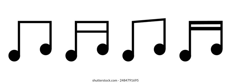 Music notes icons set. Black notes symbol on white background - stock vector on white background.