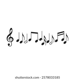 Music notes icons set. Black notes symbol template on white background 