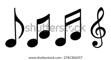 Music notes icons set, Black notes symbol, vector illustration