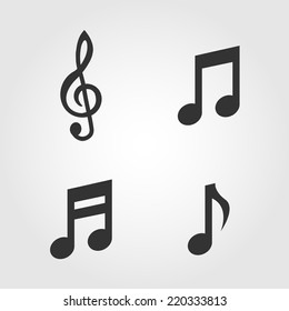 Music notes icons set, flat design