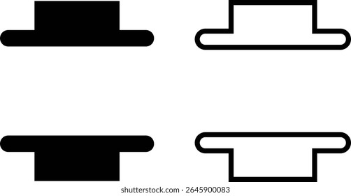 Music notes icons set in flat, outline designs. Musical key signs. Song, melody or tune vectors illustration for musical apps and websites. Ideal for music content, logos, albums and sound production.