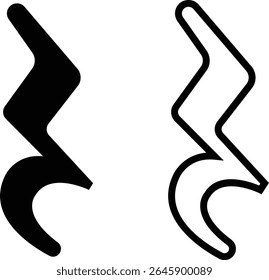 Ícones de notas musicais definidos em designs simples e de estrutura de tópicos. Sinais de teclas musicais. Ilustração de vetores de música, melodia ou melodia para aplicativos musicais e sites. Ideal para conteúdo de música, logotipos, álbuns e produção de som.