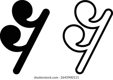 Ícones de notas musicais definidos em designs simples e de estrutura de tópicos. Sinais de teclas musicais. Ilustração de vetores de música, melodia ou melodia para aplicativos musicais e sites. Ideal para conteúdo de música, logotipos, álbuns e produção de som.