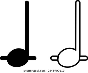Ícones de notas musicais definidos em designs simples e de estrutura de tópicos. Sinais de teclas musicais. Ilustração de vetores de música, melodia ou melodia para aplicativos musicais e sites. Ideal para conteúdo de música, logotipos, álbuns e produção de som.