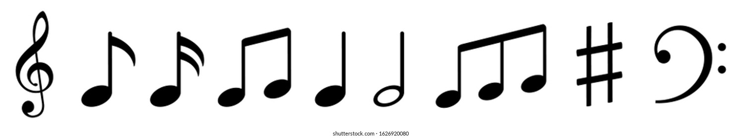 Music notes icons set, group musical notes signs – stock vector