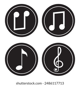 Music notes icons set. Musical key signs. Vector symbols on white background.
