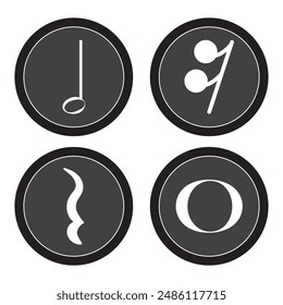 Music notes icons set. Musical key signs. Vector symbols on white background.