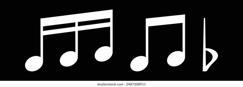 Music notes icons set. Musical key signs. Vector symbols on isolated background. Music icon. Eps 10.