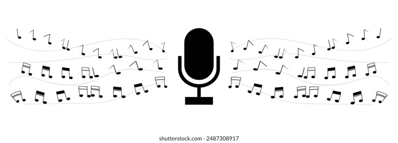 Musiknotizensymbole gesetzt. Musikalische Schlüsselzeichen. Vektorgrafiken auf isoliertem Hintergrund. Musik-Symbol. EPS 10.