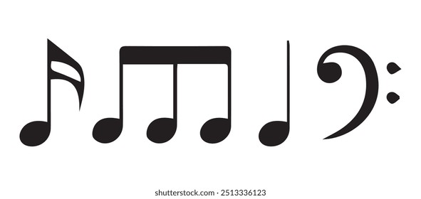 Music notes icons set. Musical key signs. Music notes symbol, vector illustration