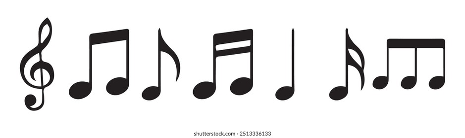 Music notes icons set. Musical key signs. Music notes symbol, vector illustration