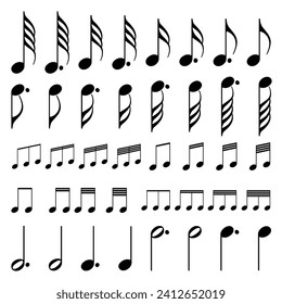 Symbole für Musik auf weißem Hintergrund.