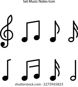 Music notes icons set. Music notes symbol. Black notes symbol on white background.