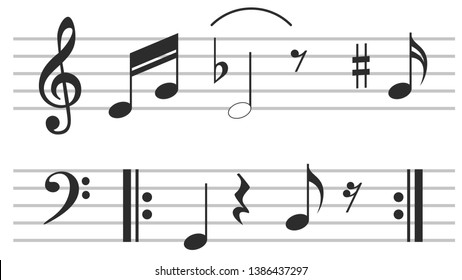 Music notes icons set. Vector illustration