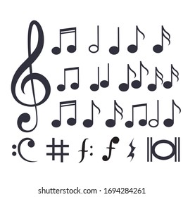 Music Notes Icons Set. Vector Illustration