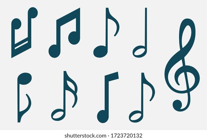 Music notes icons set. Vector illustration