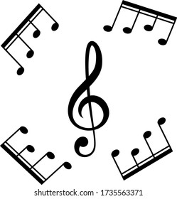 Iconos de notas de música establecidos. Ilustración del vector