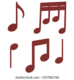Music Notes Icons Set Vector Illustration. Music Note With Arabesque Seamless Pattern. Music Signs