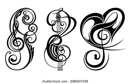 Music notes icons set. Vector illustration. Music symbols