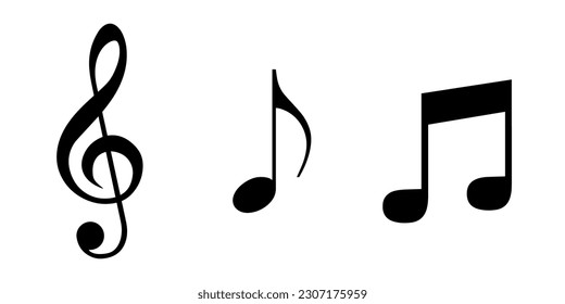 Iconos de notas de música establecidos. Ilustración del vector