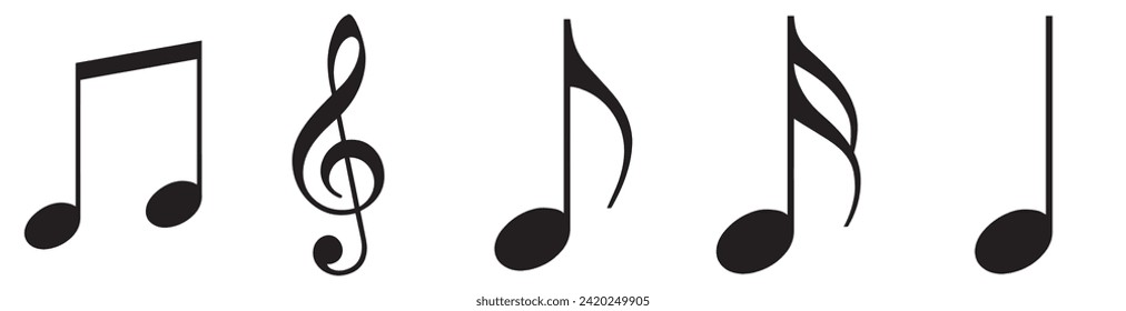 Iconos de notas de música establecidos. Ilustración del vector