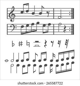 Music notes and icons set. Vector illustration