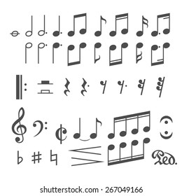 Music notes and icons set. Vector illustration