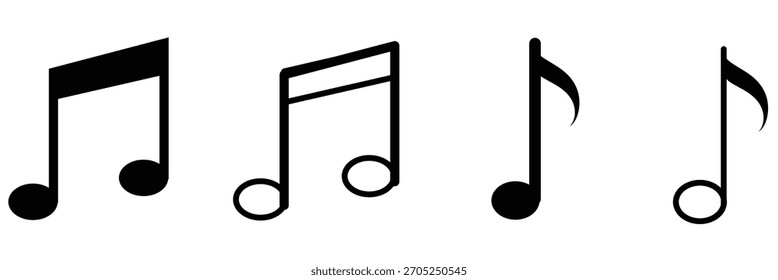  Ícones de notas musicais definidos. Ilustração vetorial EPS10
