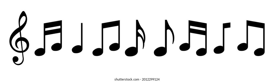 Music notes icons set.Music notes symbol.Black notes symbol on white background. Vector illustration