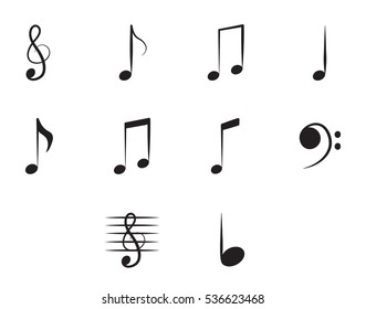 Music notes icons vector signs on white background