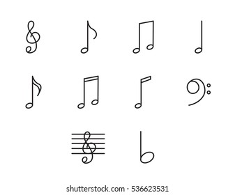 Music notes icons vector signs on white background