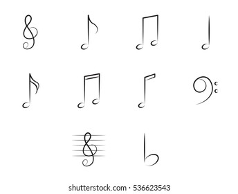 Musik-Noten-Symbole Vektorzeichen auf weißem Hintergrund