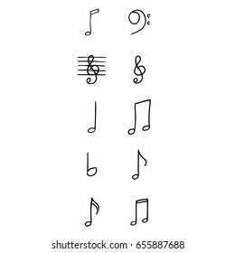 Music notes icons vector signs on white background
