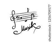music and notes illustration, lettering, vector