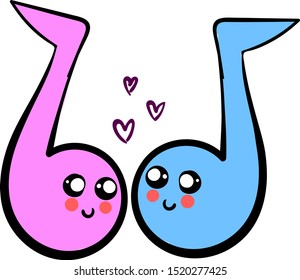 Music notes, illustration, vector on white background.