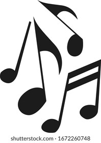 Notas musicales, ilustración, vector sobre fondo blanco.