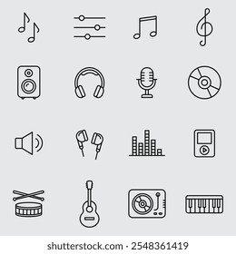 MUSIC - NOTES - INSTRUMENT ICONS SET