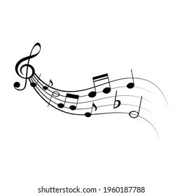 Music notes, isolated musical design element, vector illustration.