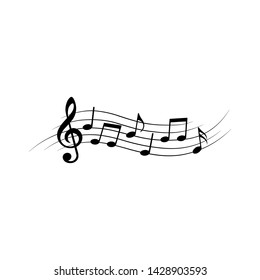 Music notes, isolated on white background, vector illustration.